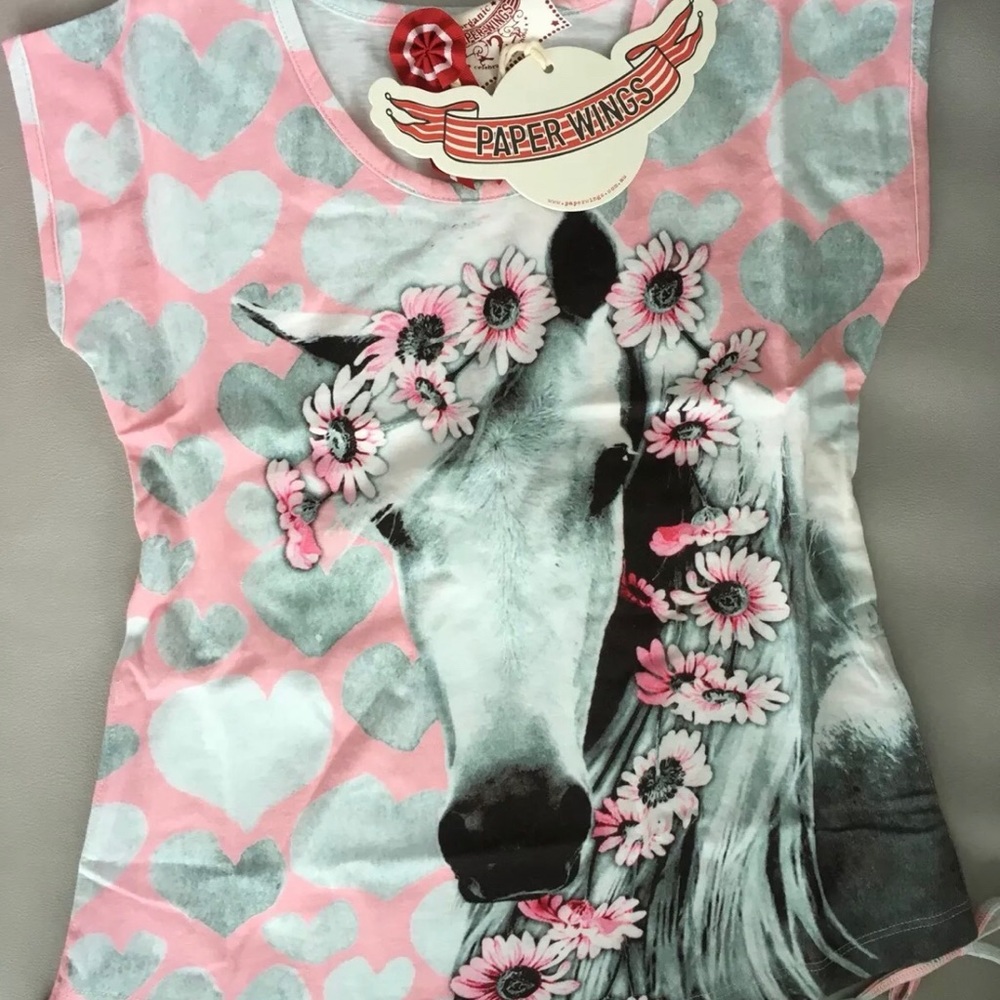 Paper Wings Daisy Horse Tee Dress Size 2